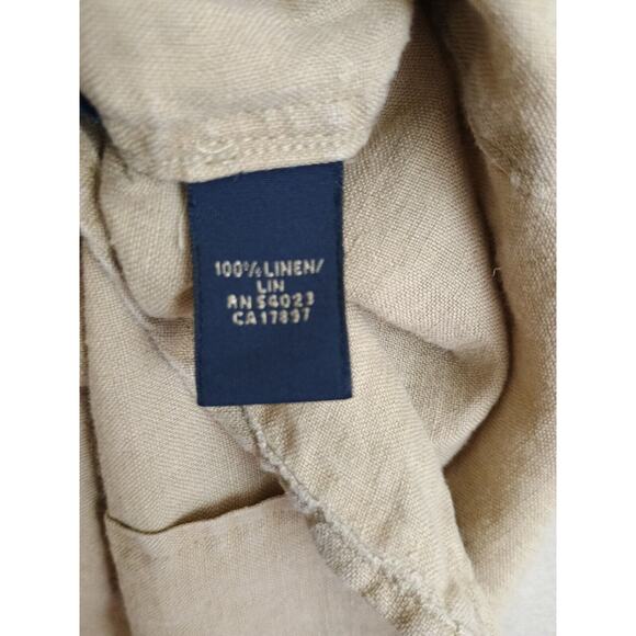 Banana Republic Shirt Mens Adult Large Tan Neutral Coastal Linen Blend Button Up - Picture 8 of 9